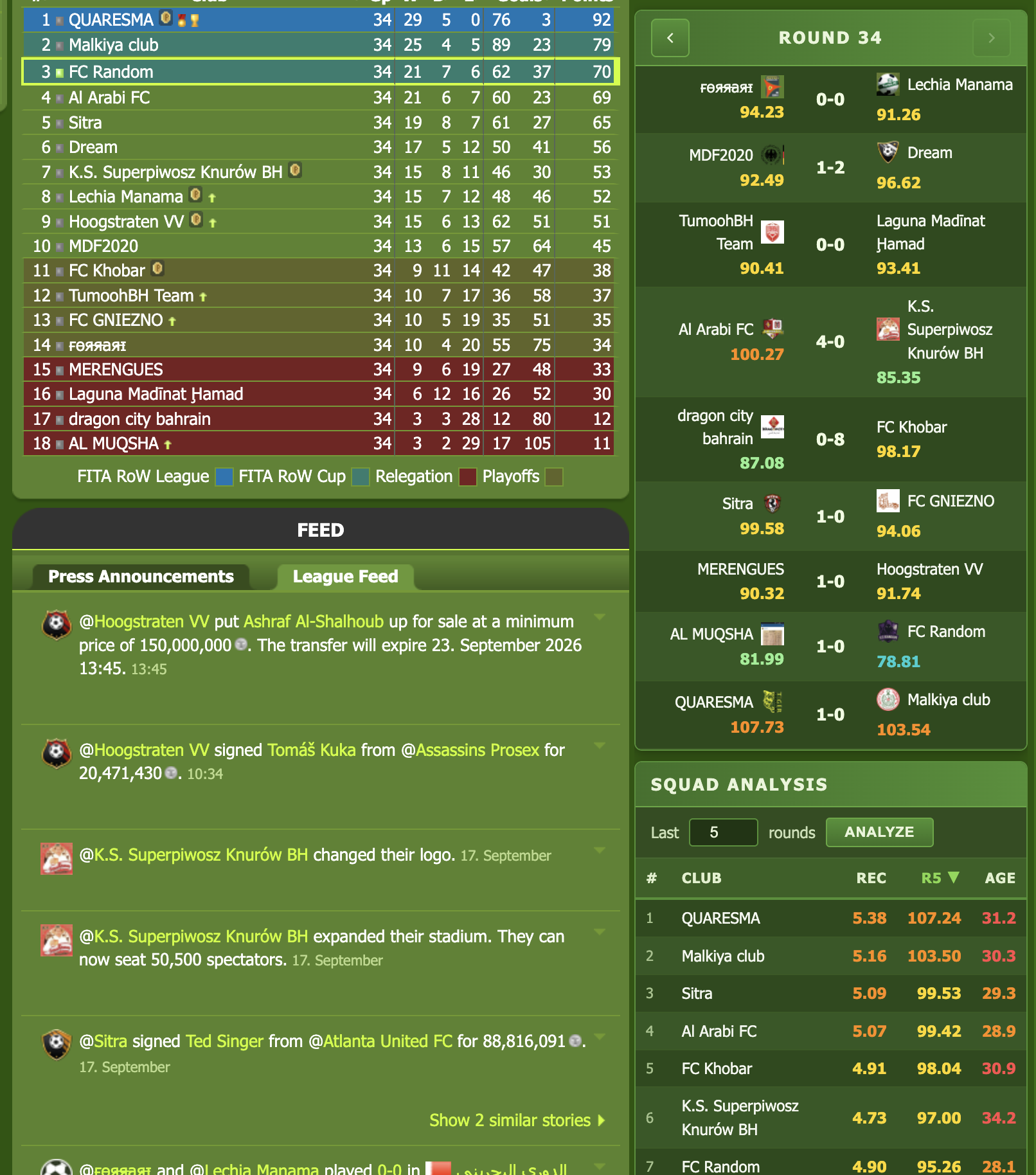 League Squad Analyzer