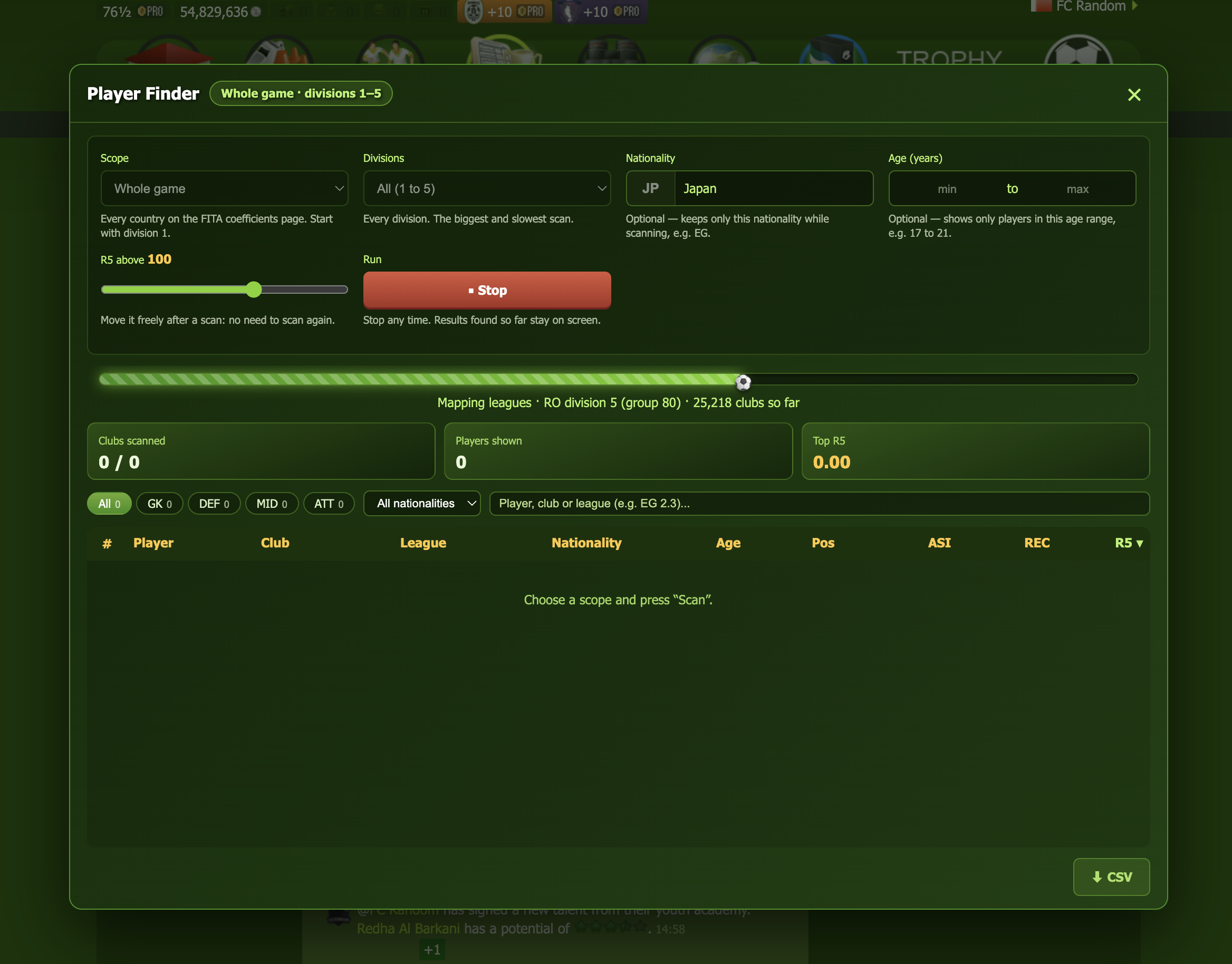 Search all players for NT